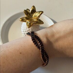 14k Gold Plated Elegant Black  Bracelet